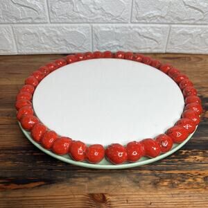 Shafford JSC Les Fraise “Strawberry” •12.5” Ceramic Cake Plate-Vintage Fruitware